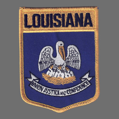 LOUISIANA Lg Flag Shield Souvenir Patch - 1902