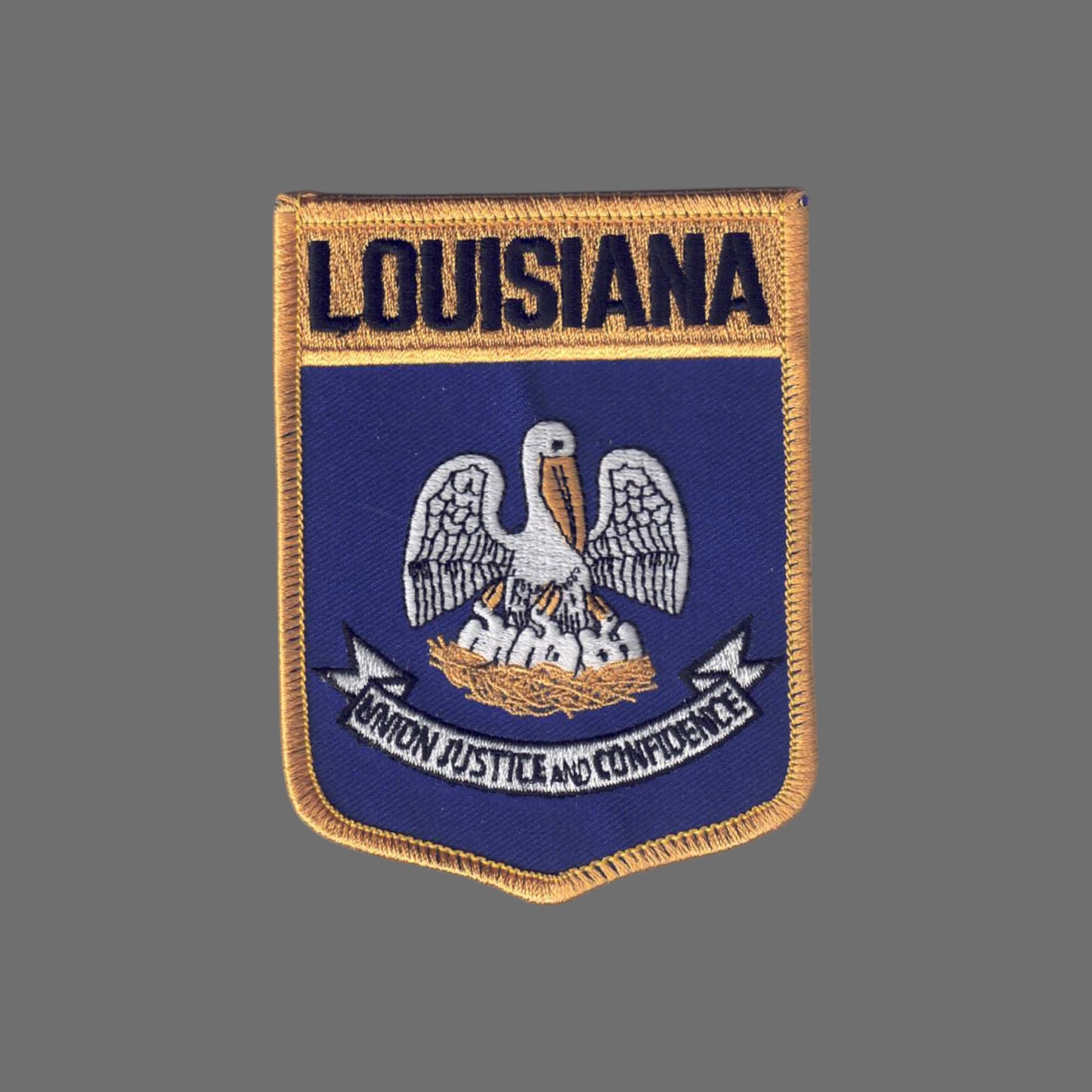 LOUISIANA Lg Flag Shield Souvenir Patch - 1902