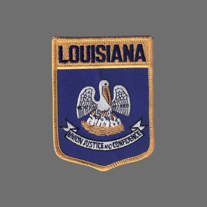 LOUISIANA Lg Flag Shield Souvenir Patch - 1902