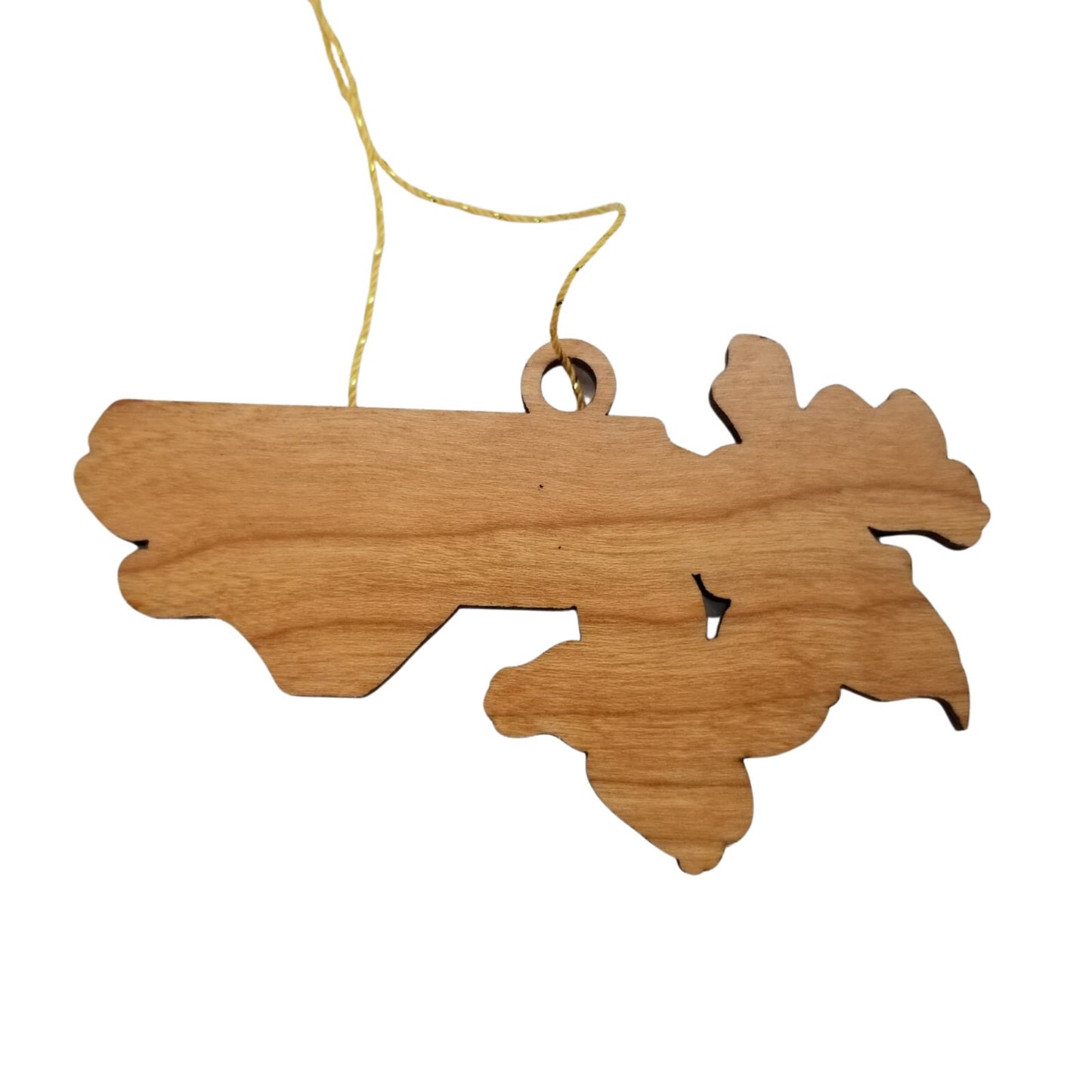 North Carolina Wood Ornament -  State Shape with State Flowers Flowering Dogwoods NC - Handmade Wood Ornament Made in USA Christmas Decor