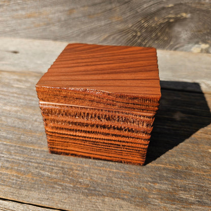 Wood Ring Box Redwood Rustic Handmade California Redwood Jewelry Box Storage Box Square 3 inch #658 Token Ashes Girls Jewelry