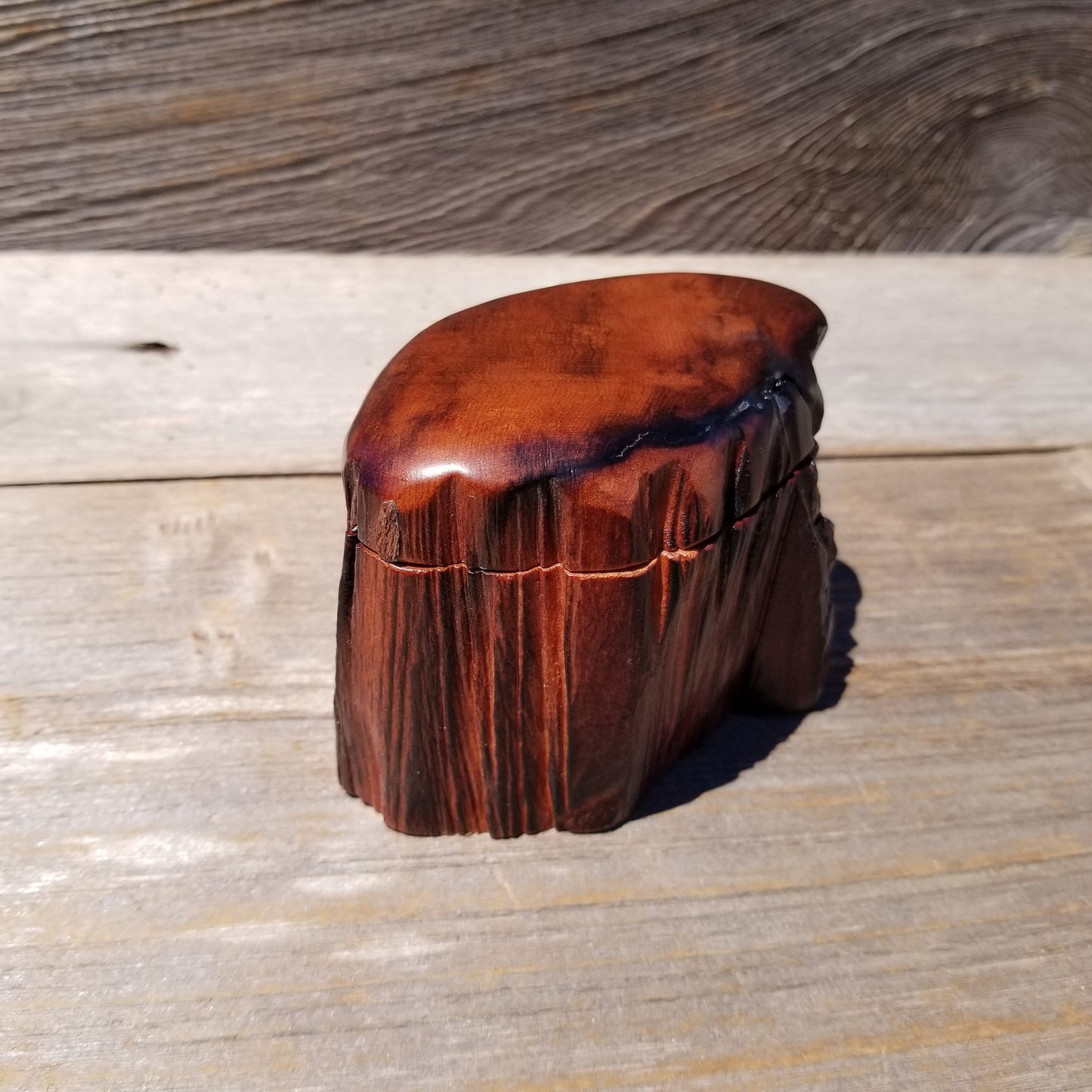 Wood Ring Box Redwood Rustic Handmade California Storage Live Edge Mini #636 Birthday Gift Christmas Gift Mother's Day Gift