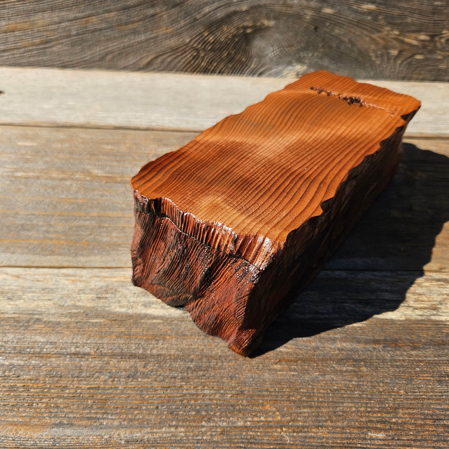 Wood Valet Box Curly Redwood Tree Engraved Rustic Handmade CA Storage #603 Handcrafted Christmas Gift Engagement Gift for Men Jewelry