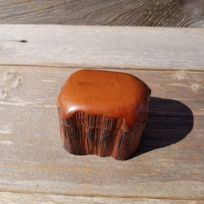 Wood Ring Box Redwood Rustic Handmade California #533 Storage Live Edge Mini Birthday Gift Christmas Gift Mother's Day Gift