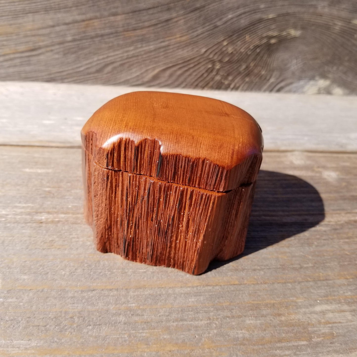 Wood Ring Box Redwood Rustic Handmade California #533 Storage Live Edge Mini Birthday Gift Christmas Gift Mother's Day Gift