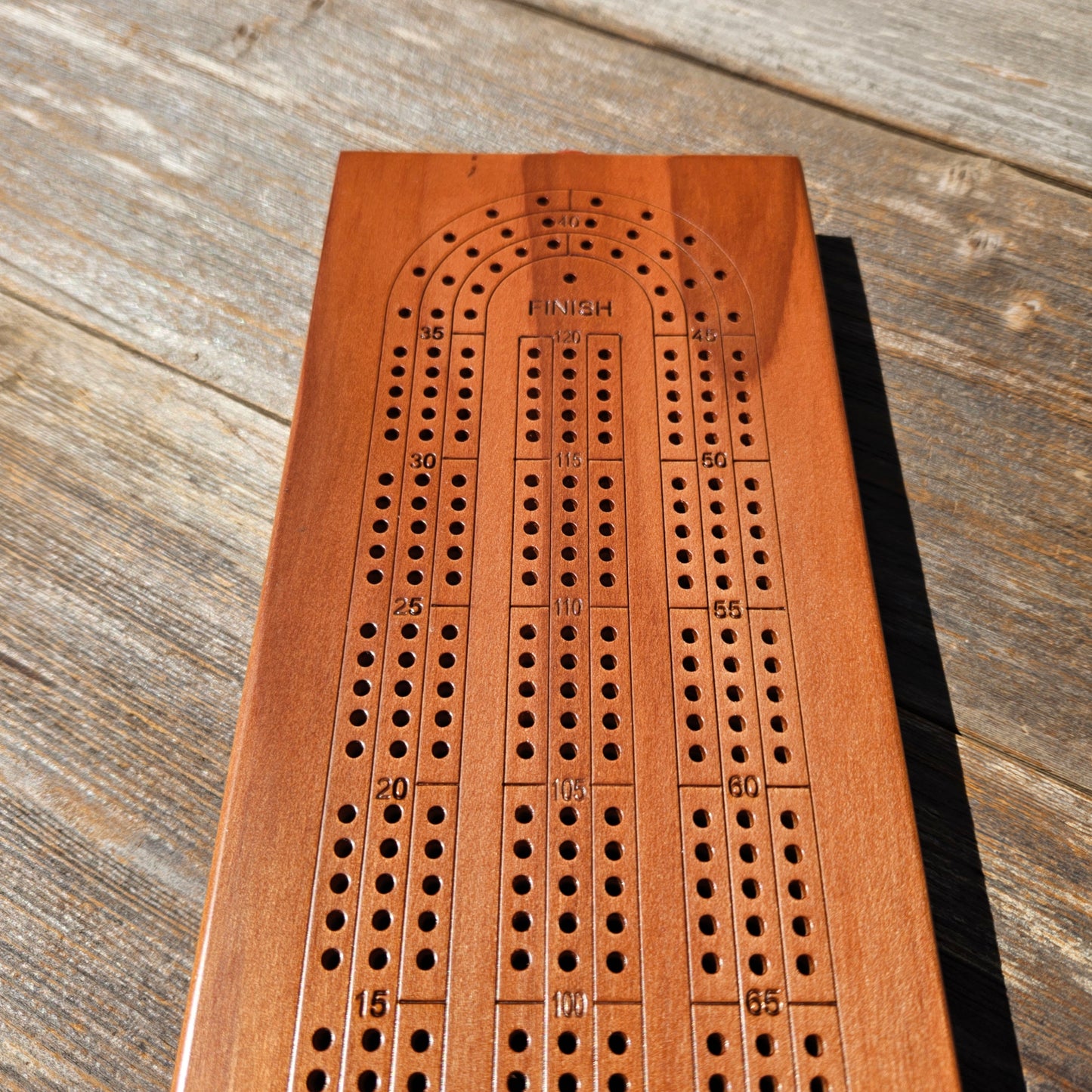 Redwood Wood Cribbage Board Handmade Laser Engraved 3 Player USA Card Game Birthday Gift Christmas Gift California Souvenir