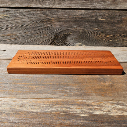 Redwood Wood Cribbage Board Handmade Laser Engraved 3 Player USA Card Game Birthday Gift Christmas Gift California Souvenir