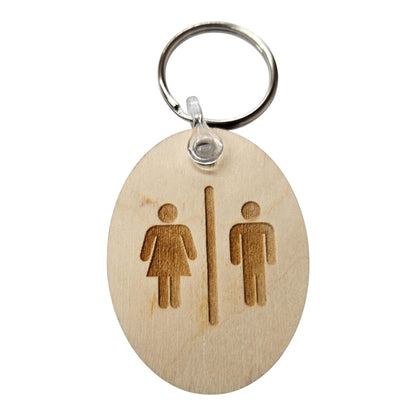 Bathroom Wood Keychain Key Ring Keychain Gift - Key Chain Key Tag Key Ring Key Fob - Restroom Key Marker