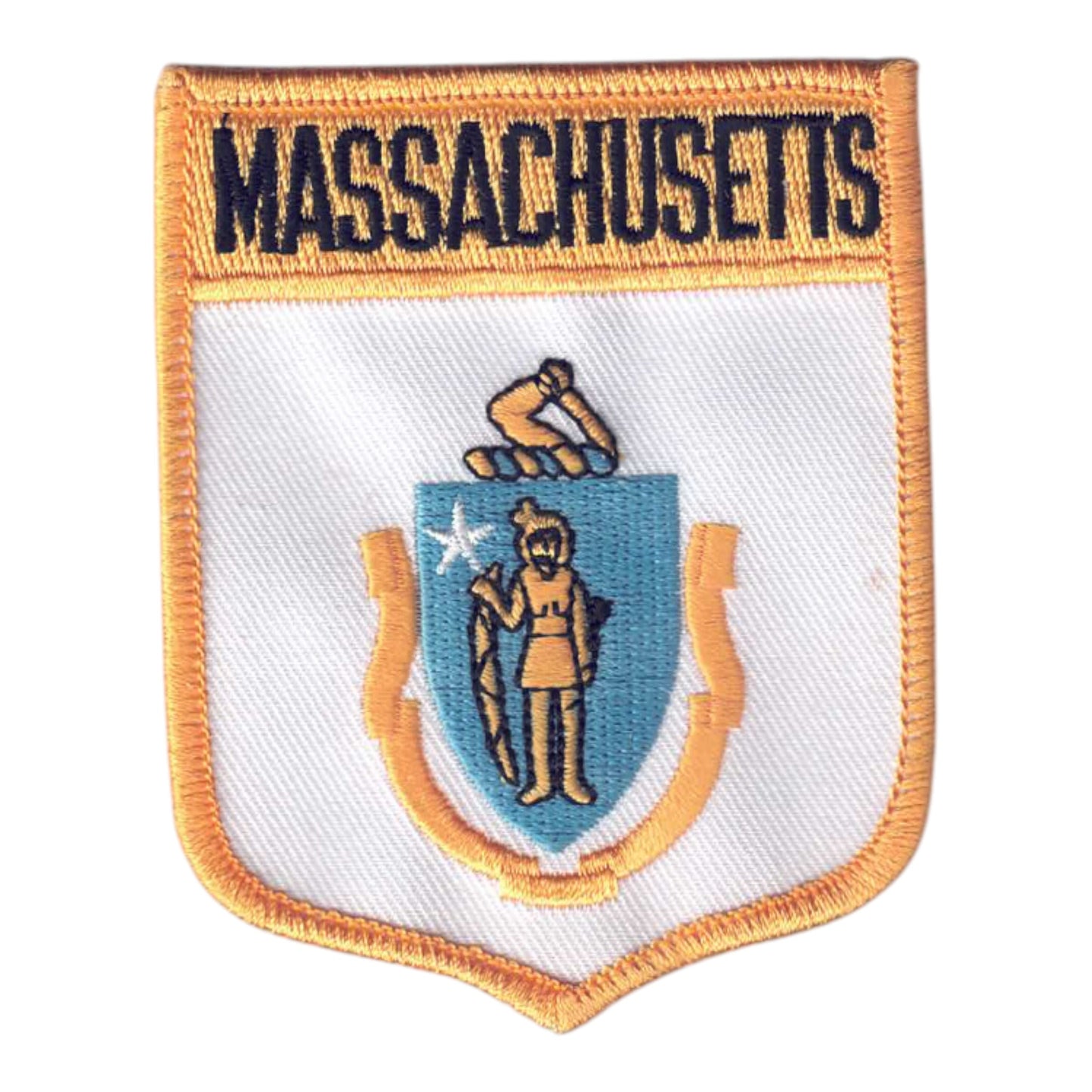 MASSACHUSETTS large flag shield uniform or souvenir embroidered patch - 2052