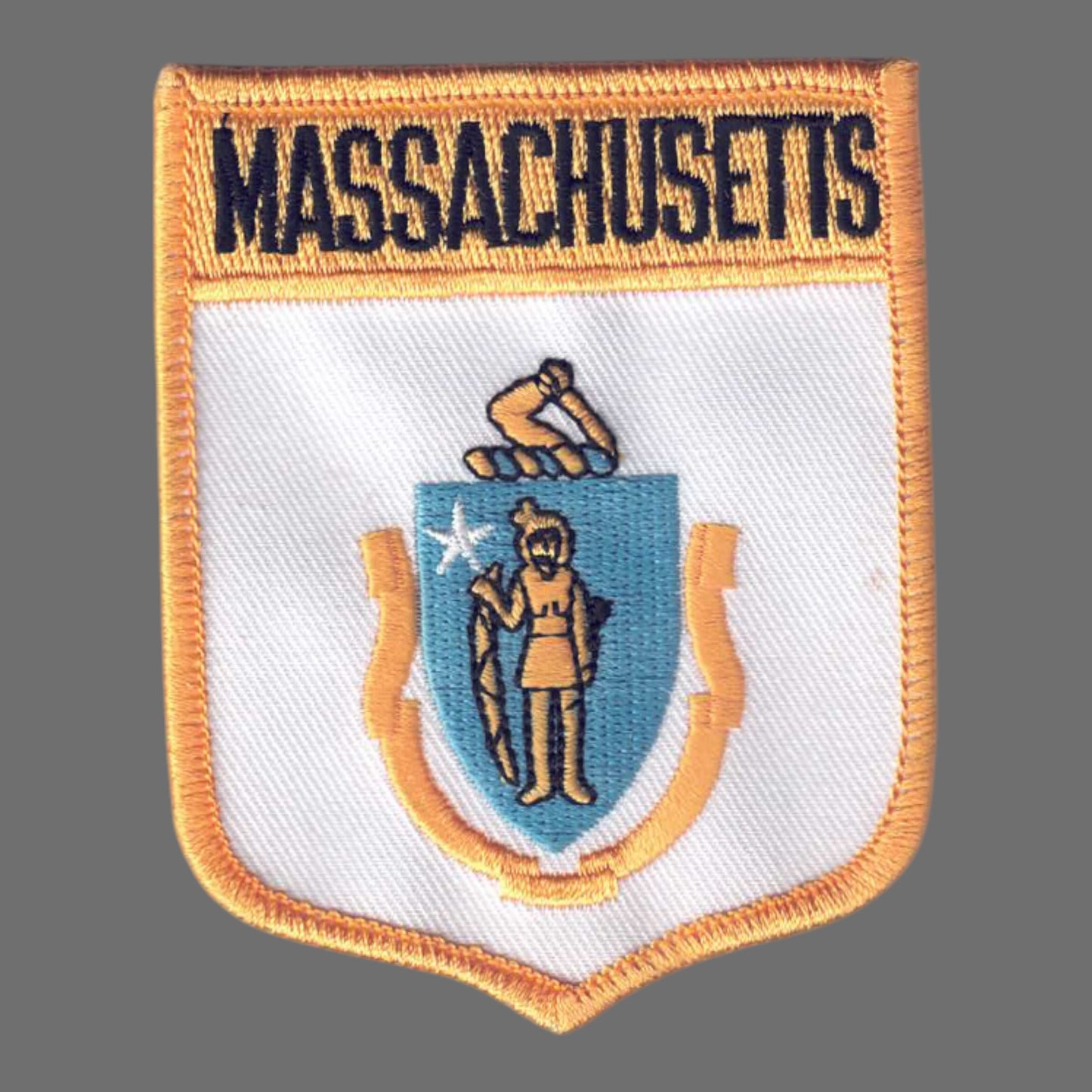 MASSACHUSETTS large flag shield uniform or souvenir embroidered patch - 2052