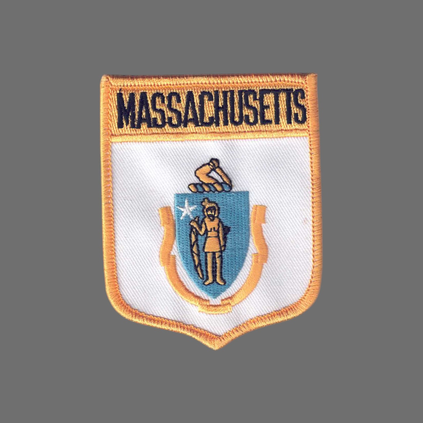 MASSACHUSETTS large flag shield uniform or souvenir embroidered patch - 2052