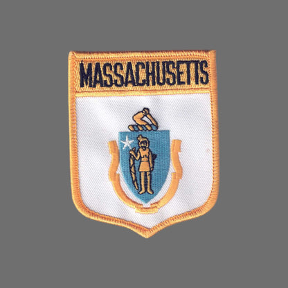 MASSACHUSETTS large flag shield uniform or souvenir embroidered patch - 2052