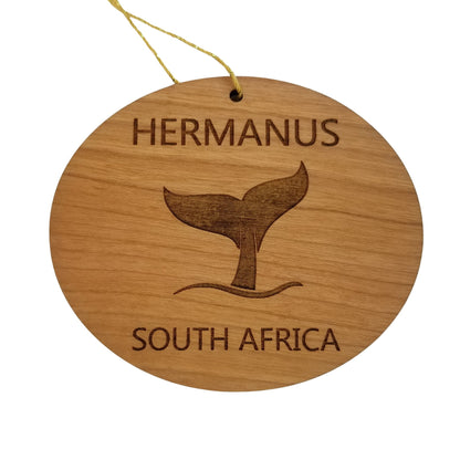 Hermanus South Africa Ornament - Handmade Wood Ornament - Whale Tail Whale Watching - Christmas Ornament 3 Inch