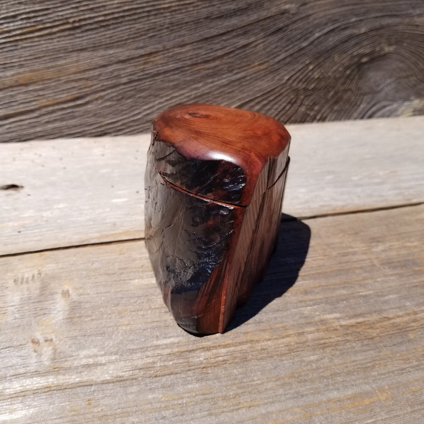 Wood Ring Box Redwood Rustic Handmade California #637 Storage Live Edge Mini Birthday Gift Christmas Gift Mother's Day Gift