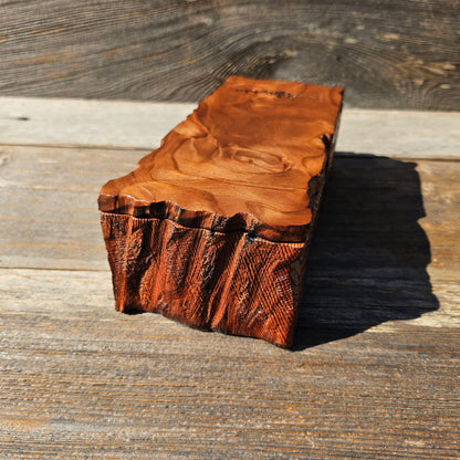 Handmade Wood Box with Redwood Tree Engraved Rustic Handmade Curly Wood #604 California Redwood Jewelry Box Storage Box