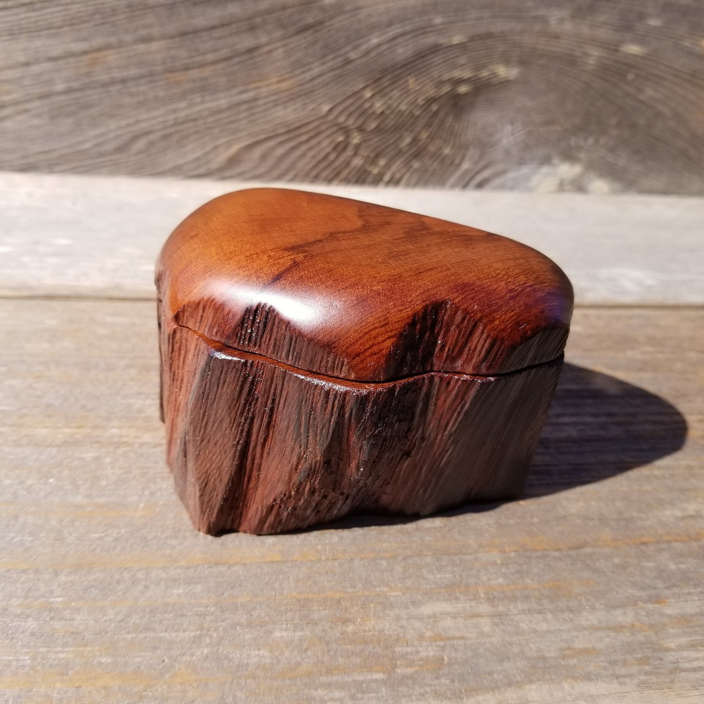 Wood Ring Box Redwood Rustic Handmade California #538 Storage Live Edge Mini Birthday Gift Christmas Gift Mother's Day Gift