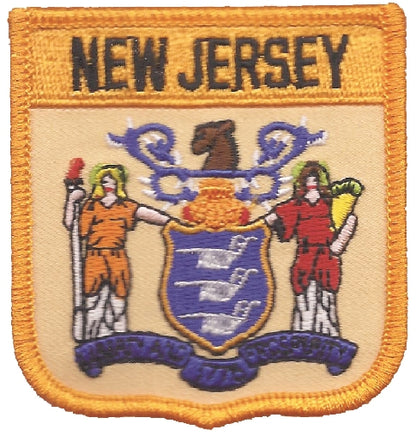 NEW JERSEY medium flag shield uniform or souvenir embroidered patch, NJ