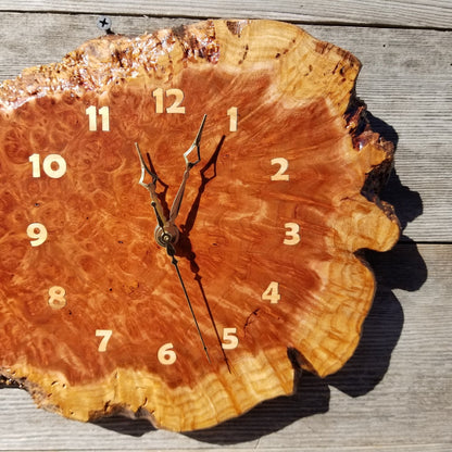 Wood Wall Clock Redwood Clock Handmade Wall Hanging Rustic Wedding Gift Burl Live Edge #554 Anniversary Small Mini