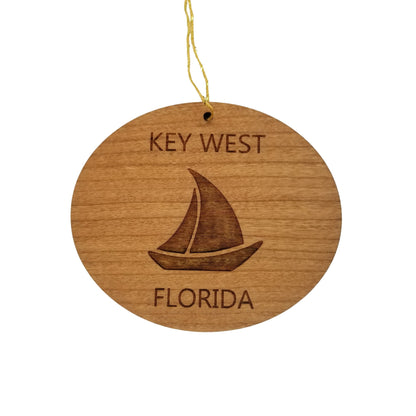 Key West Florida Ornament - Handmade Wood Ornament - FL Souvenir Sailing Sailboat - Christmas Ornament 3 Inch