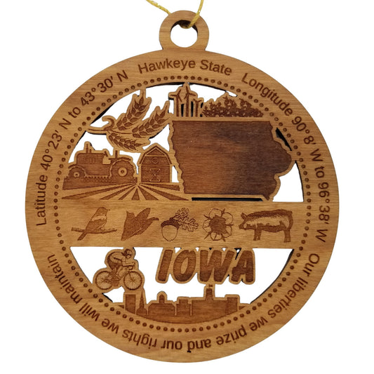 Wholesale Iowa Wood Ornament - IA Souvenir - Handmade In USA