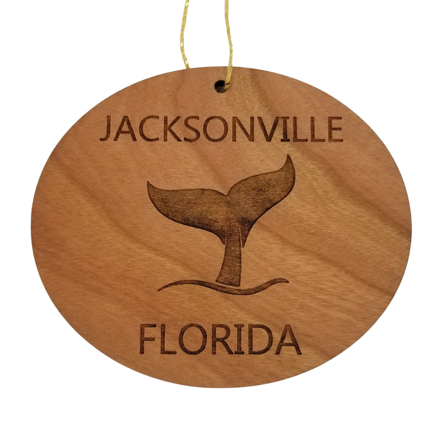 Jacksonville Ornament - Handmade Wood Ornament - Florida Whale Tail Whale Watching - FL Christmas Ornament 3 Inch