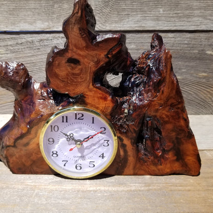 Redwood Burl Clock Table Shelf Mantle Desk Office Gifts for Men #642 Sitting Wood Christmas Gift Handmade