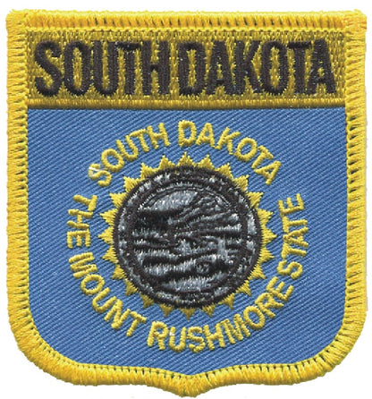 SD, SOUTH DAKOTA medium flag shield uniform or souvenir embroidered patch