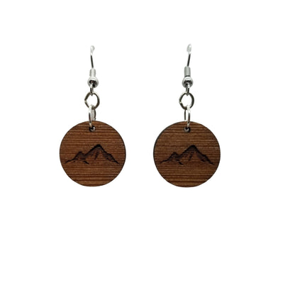 Wholesale wood Earrings - Mountain Engraved Wood Earrings - Dangle Earrings - CA Souvenir Keepsake