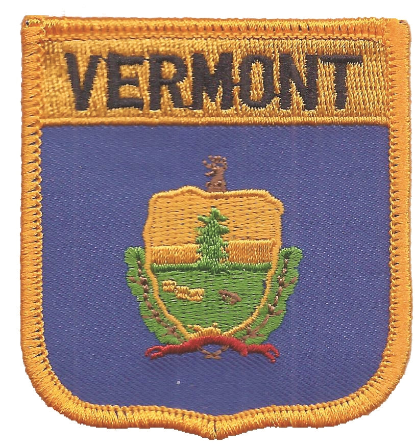 VERMONT medium flag shield uniform or souvenir embroidered patch, VT