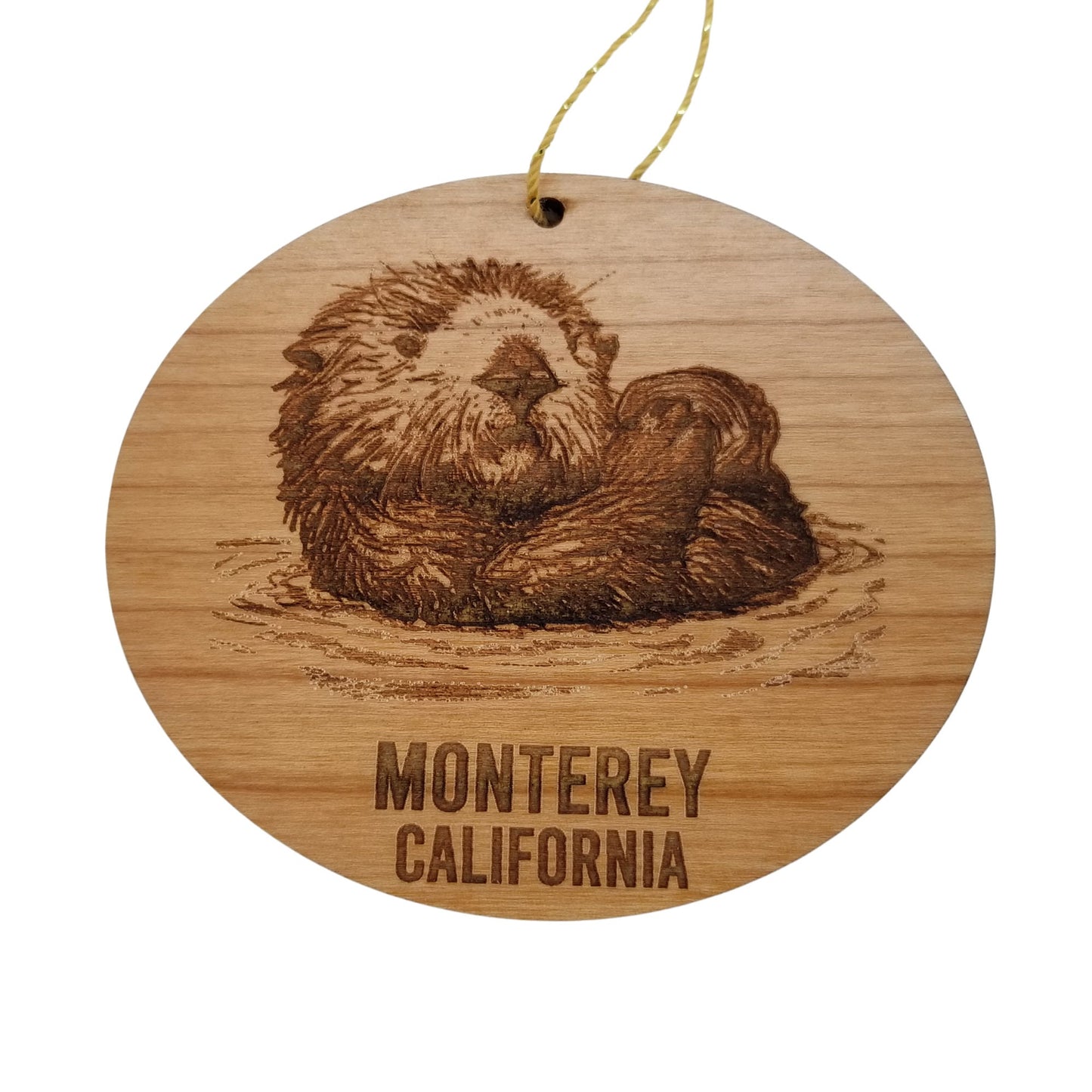 Wholesale Monterey California Coastal Christmas Ornament Otter Handmade Wood Souvenir