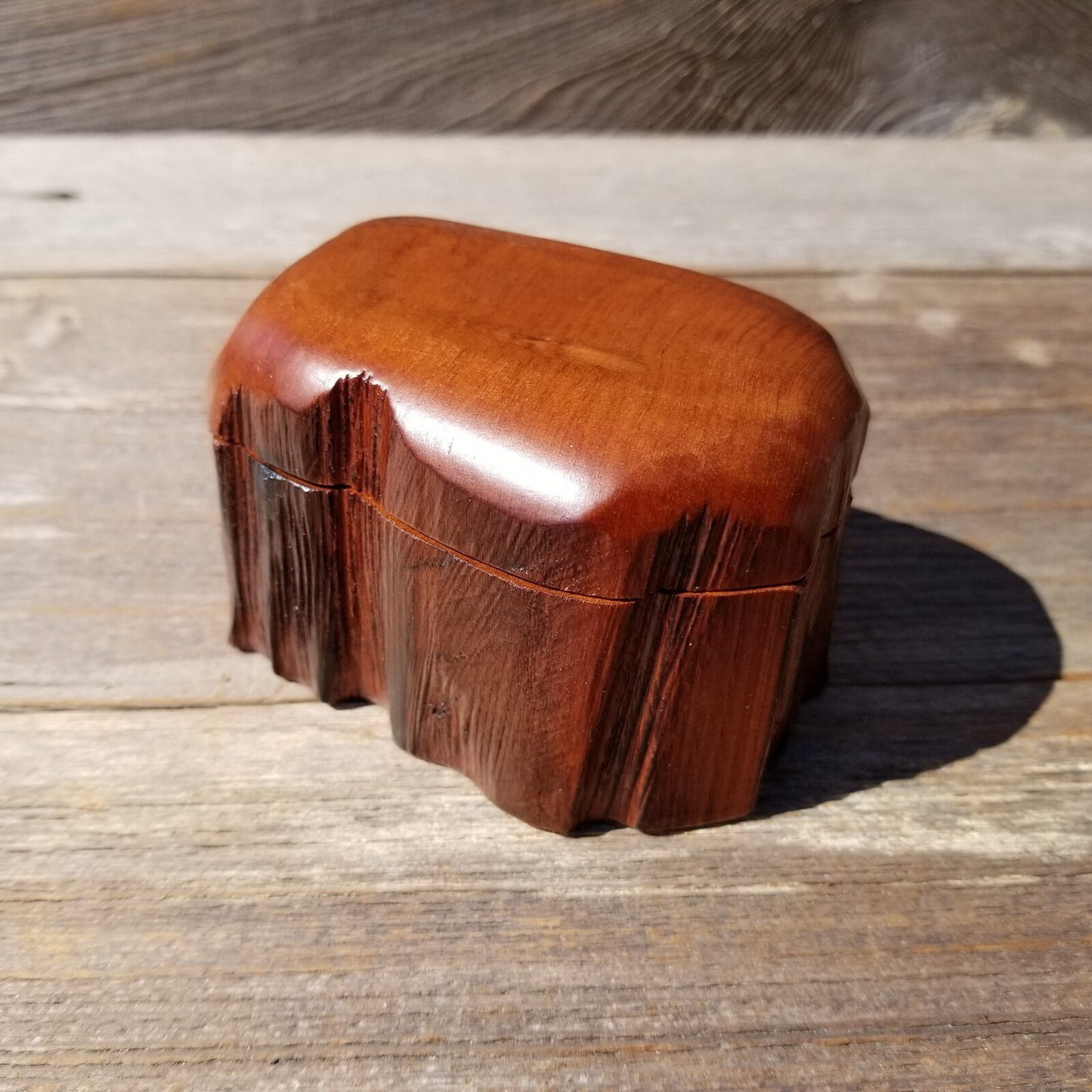 Wood Ring Box Redwood Rustic Handmade California #524 Storage Live Edge Mini Birthday Gift Christmas Gift Mother's Day Gift