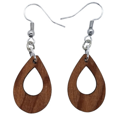 Wholesale Redwood Earrings - Cutout Teardrop Earrings - California Redwood Dangle Earrings - CA Souvenir Keepsake - Wood Earrings