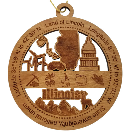 Wholesale Illinois Wood Ornament -  IL Souvenir - Handmade