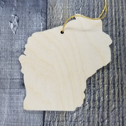 Wisconsin Wood Ornament - WI State Shape with State Motto - Handmade Wood Ornament Made in USA Christmas Decor