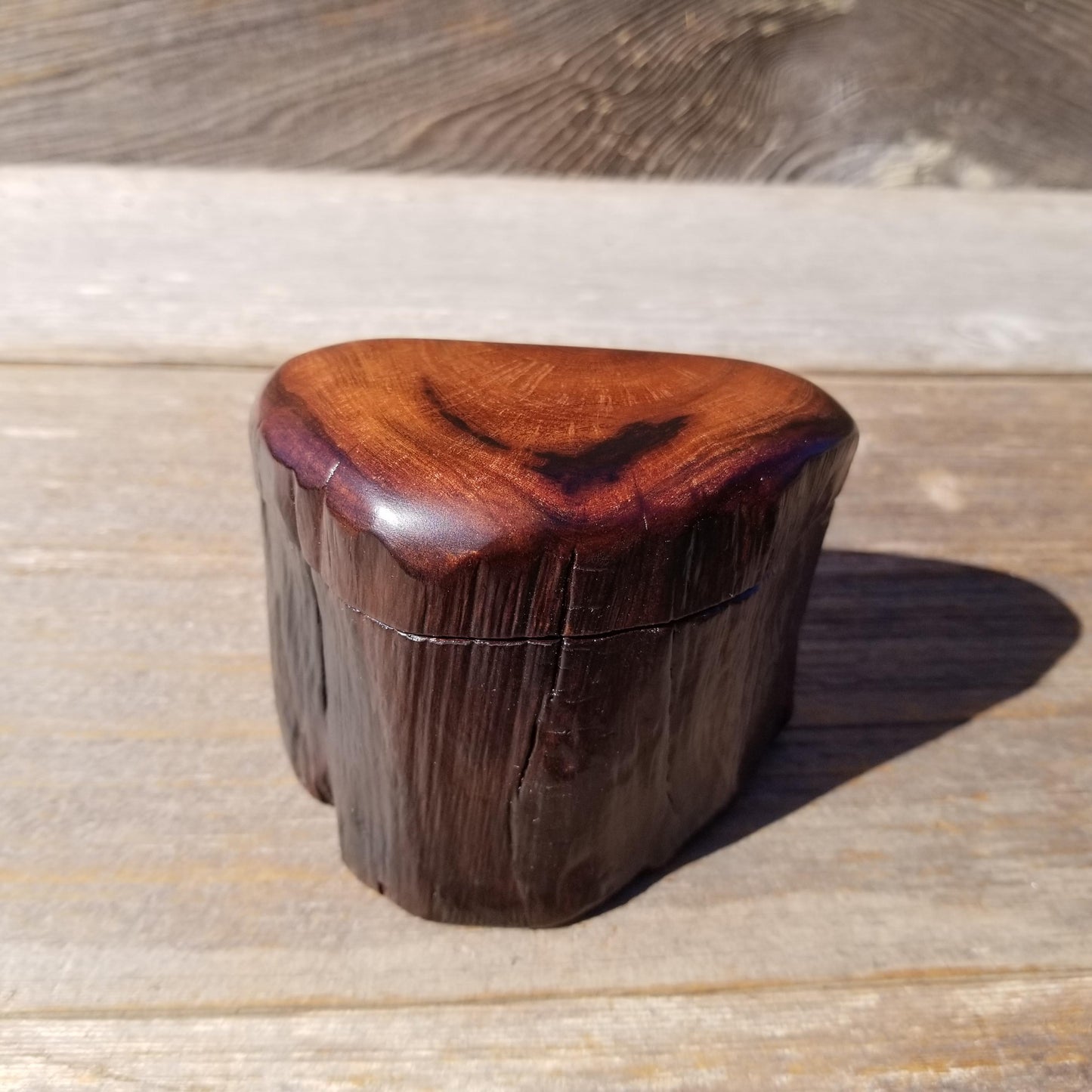 Wood Ring Box Redwood Rustic Handmade California #534 Storage Live Edge Mini Birthday Gift Christmas Gift Mother's Day Gift