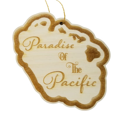 Wholesale Hawaii Wood Ornament - HI State Shape with State Motto Souvenir