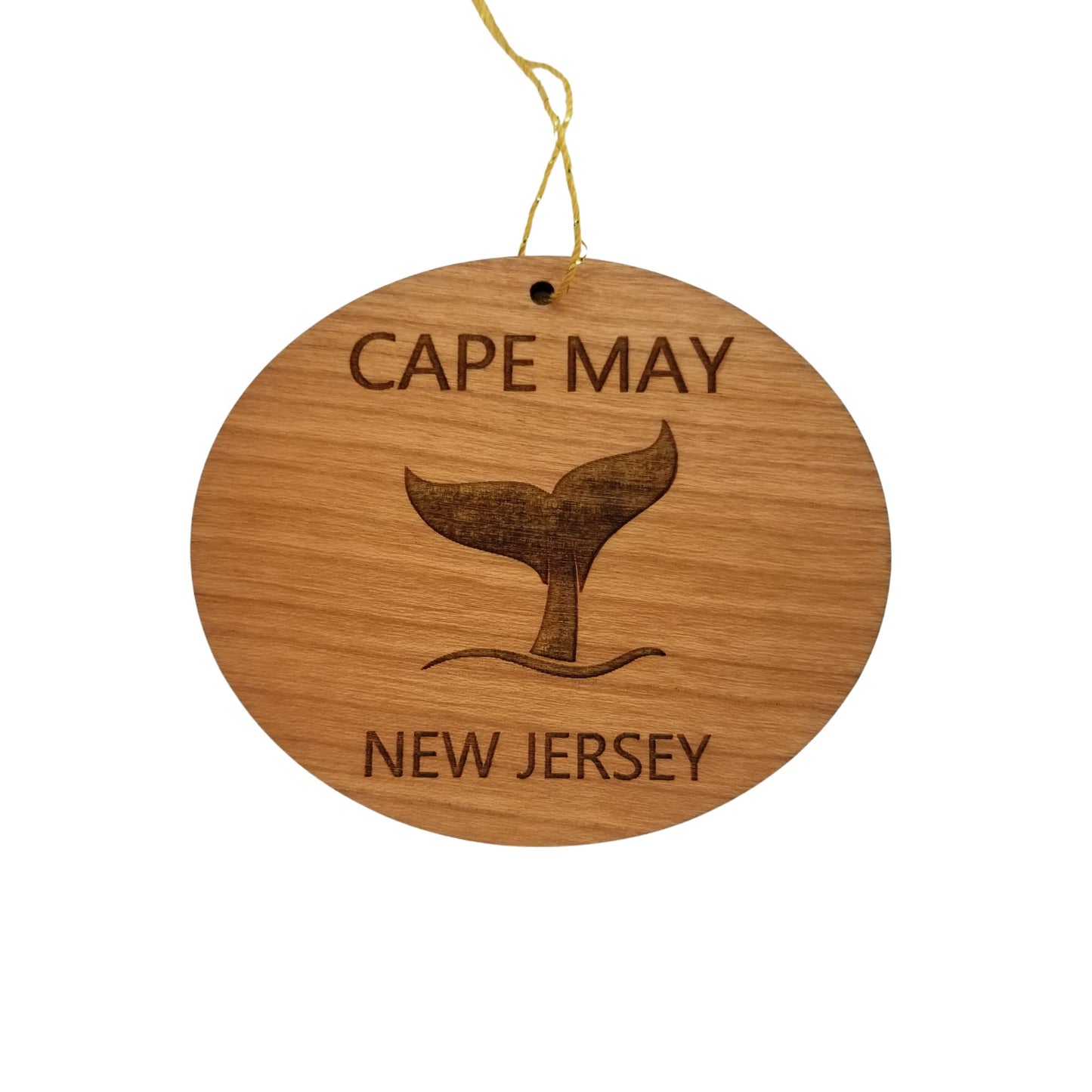 Cape May New Jersey Ornament - Handmade Wood Ornament - NJ Whale Tail Whale Watching - Christmas Ornament 3 Inch