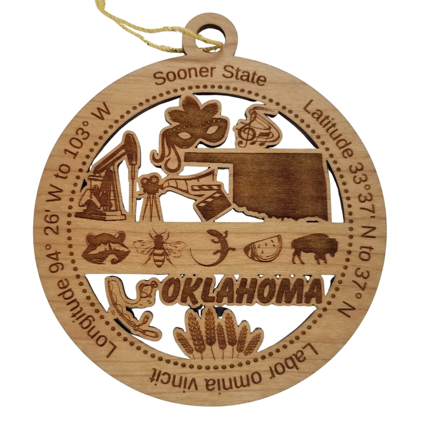 Wholesale Oklahoma Wood Ornament - OK Souvenir - Handmade In The USA