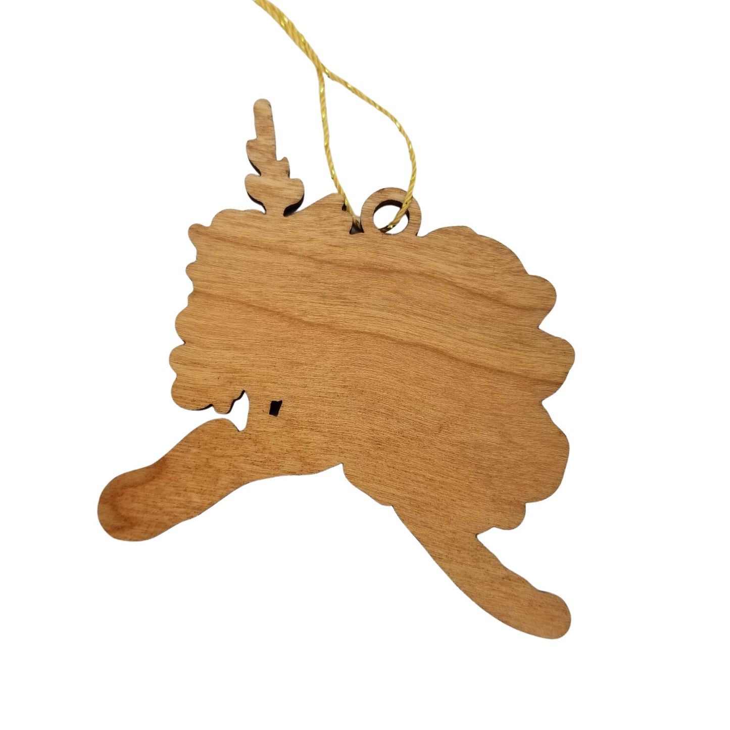 Wholesale Alaska Wood Ornament -  AK State Shape with State Flowers Forget Me Nots - Handmade Wood Souvenir