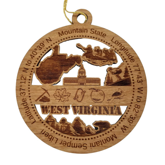 Wholesale West Virginia Wood Ornament -  WV Souvenir  - Handmade Wood Souvenir