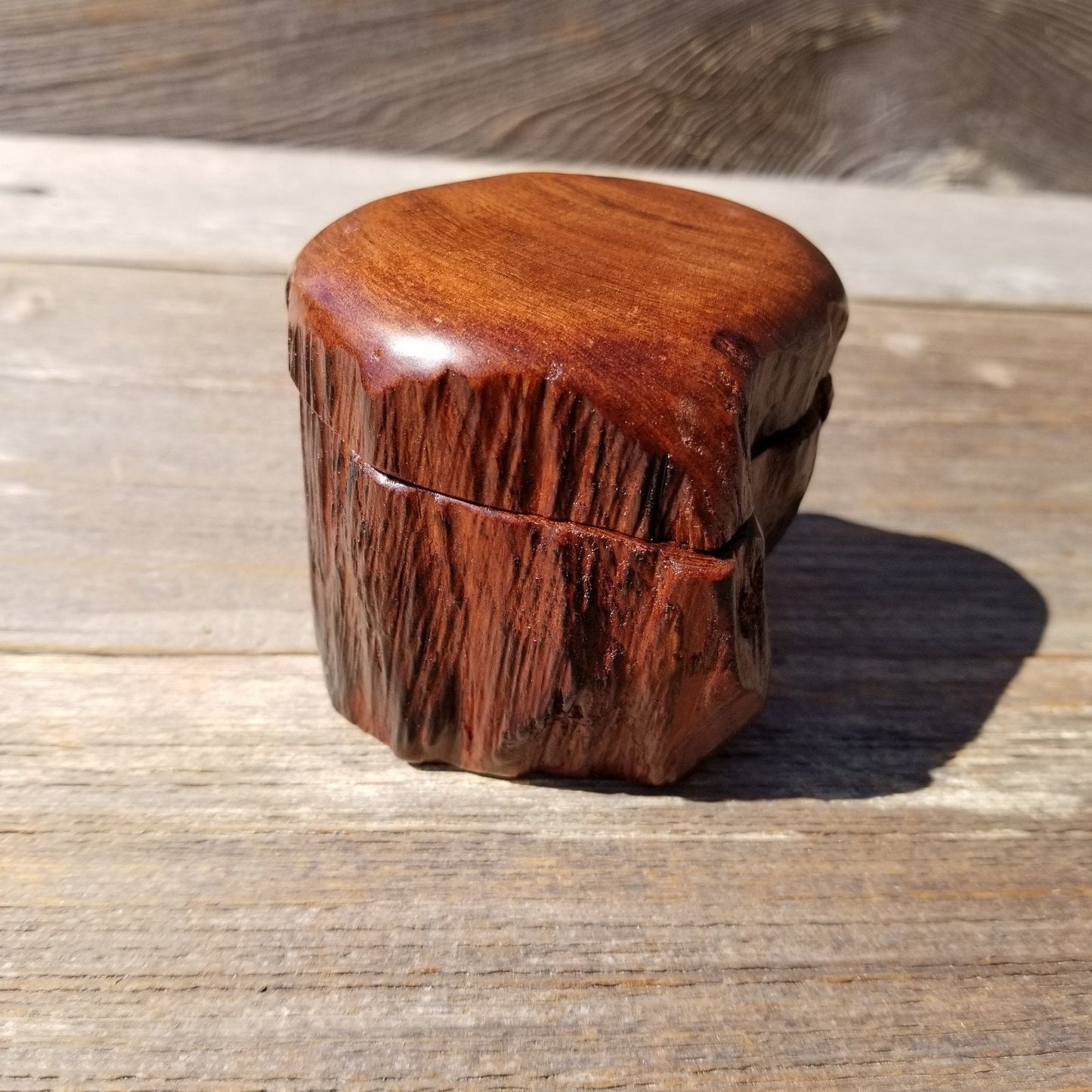 Wood Ring Box Redwood Rustic Handmade California #518 Storage Live Edge Mini Birthday Gift Christmas Gift Mother's Day Gift