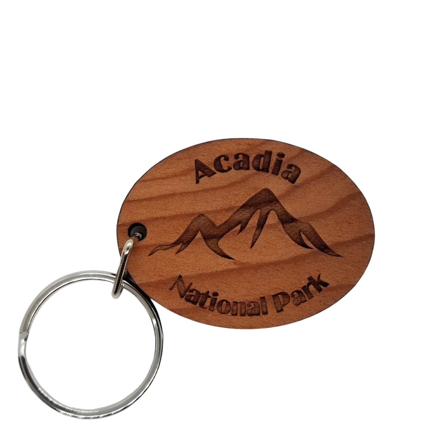 Wholesale Acadia National Park Keychain Mountains Wood Keyring Made in USA Maine Souvenir Cadillac Mountain ME Souvenir