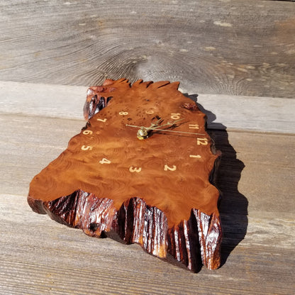 Wood Wall Clock Redwood Clock Handmade Wall Hanging Rustic Wedding Gift Burl Live Edge #553 Anniversary Small