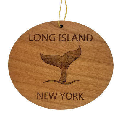 Long Island Ornament - Handmade Wood Ornament - New York Whale Tail Whale Watching - NY Christmas Ornament 3 Inch