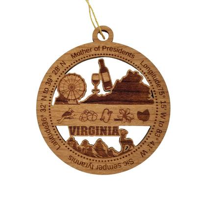 Wholesale Virginia Wood Ornament -  VA Souvenir - Handmade