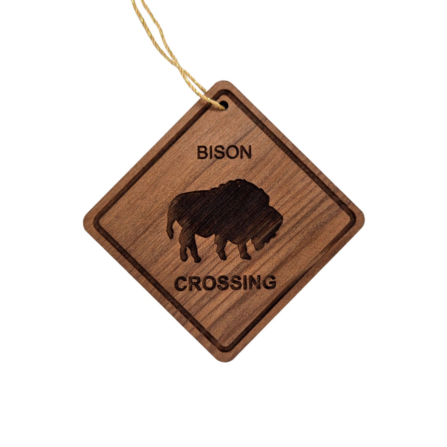 Wholesale Bison Crossing Ornament Wood Souvenir Handmade in USA