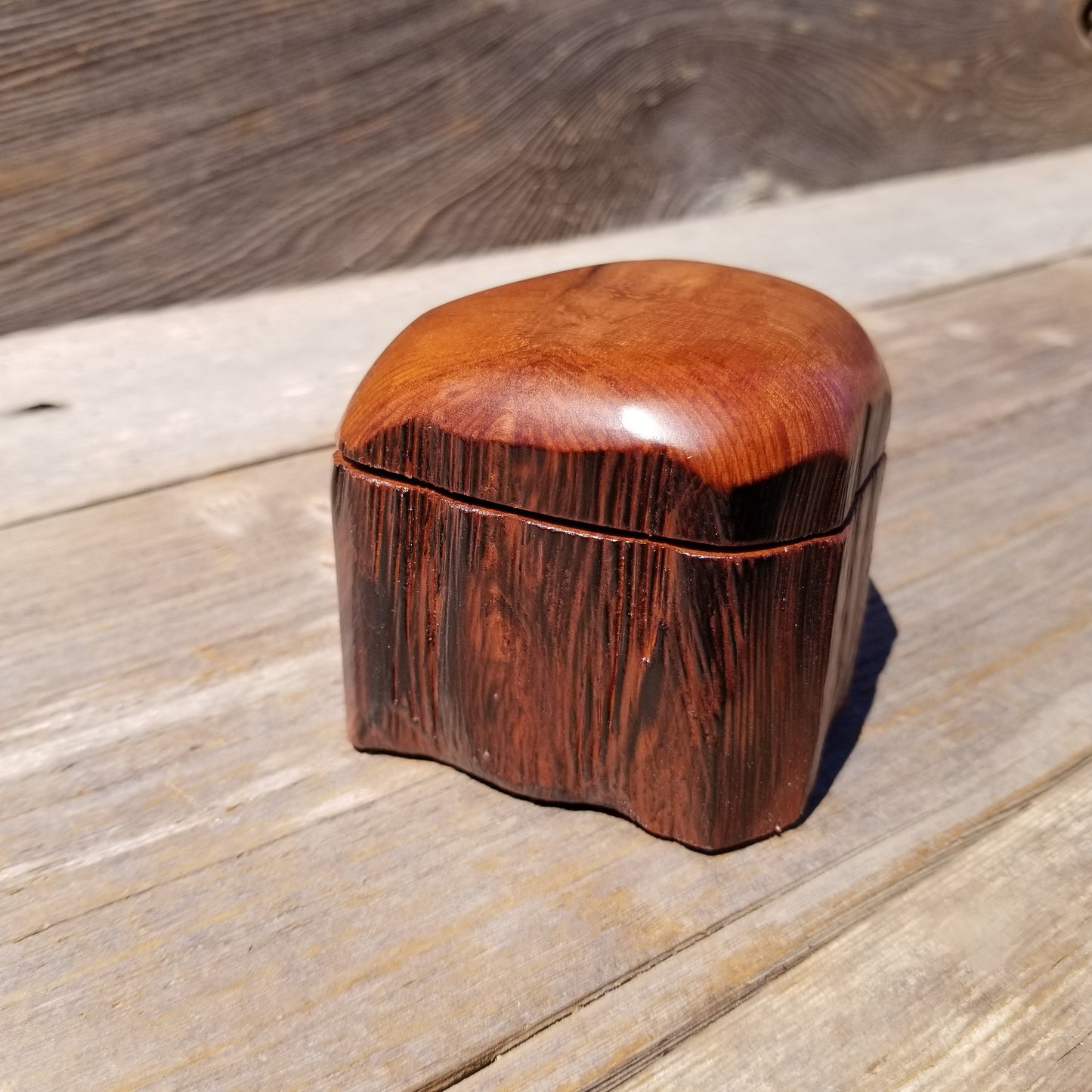 Wood Ring Box Redwood Rustic Handmade California Storage Live Edge Mini #627 Birthday Gift Christmas Gift Mother's Day Gift