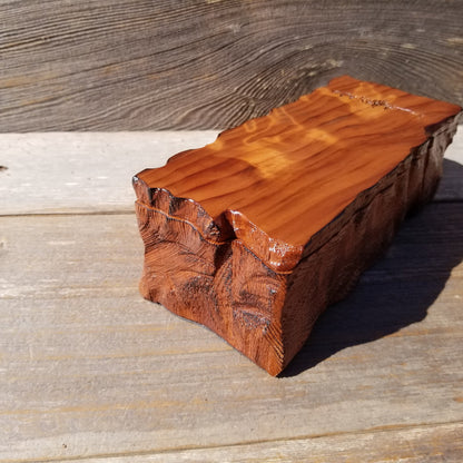 Handmade Wood Box with Redwood Tree Engraved Rustic Handmade Curly Wood #590 California Redwood Jewelry Box Storage Box