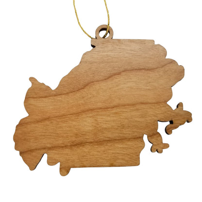 Georgia Wood Ornament -  GA State Shape with State Flowers Cherokee Rose - Handmade Wood Ornament Made in USA Christmas Decor