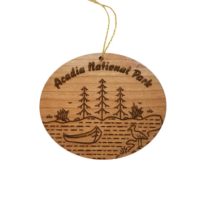 Acadia National Park Christmas Ornament Lake Water Trees Boat Bird Handmade Wood Ornament Made in USA Acadia National Park Souvenir ME